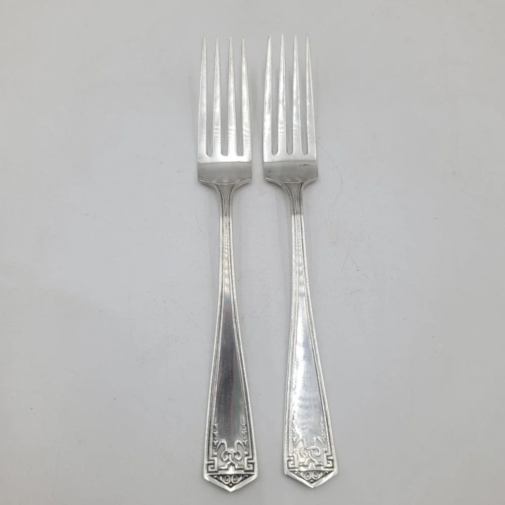 80g 2pcs International Silver Devonshire Sterling Silver Dinner Forks Art Deco